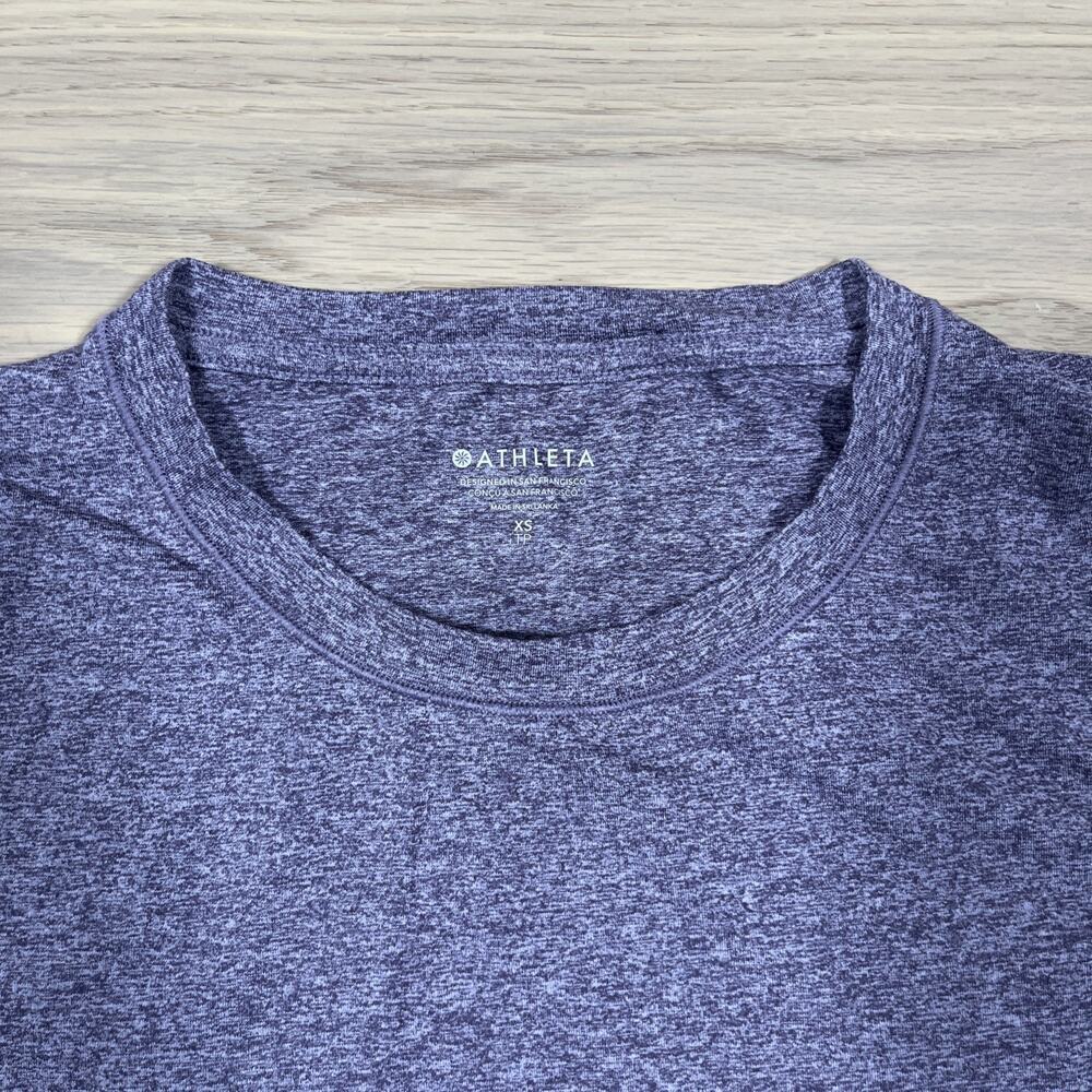 Athleta Womens Sz XS Performance T-Shirt Top Heathered Purple Stretch Athleisure - Picture 4 of 10